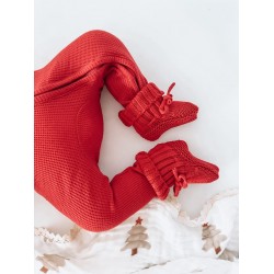 Christmas Red Knitted Baby Handmade Booties, Holiday Baby Booties, Red Knitted Cozy Winter Baby Booties, Baby Holiday Accessories RoseDreamsShop