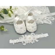 Customized Baby Girl Baptism Shoes Girl Lace shoes For Christening Baby Shoes With Matching Headband Gift For Baby Shower Gift ArdenForestCrStudio